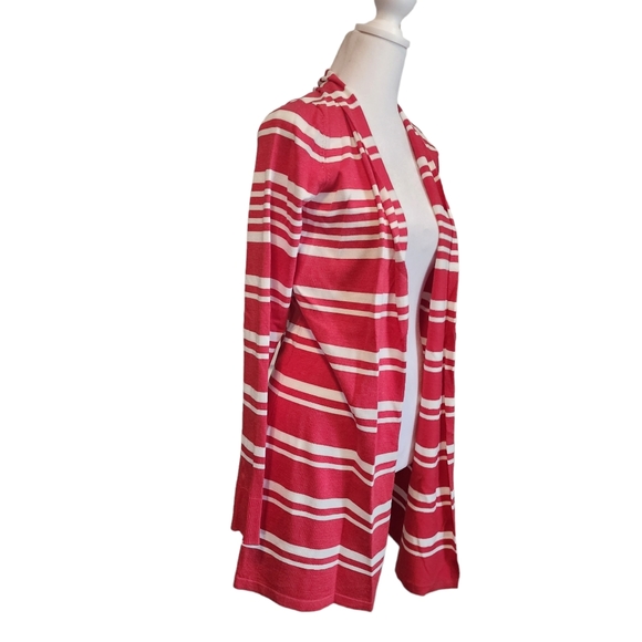 NEW Cyrus Lightweight Peony Open Front Striped Long Cardigan - Picture 3 of 6